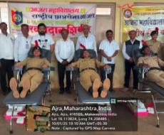 Blood donation camp was organized in collaboration with the NCC Department and Jagadguru Narendraacharyaji Sanstha Nanidham