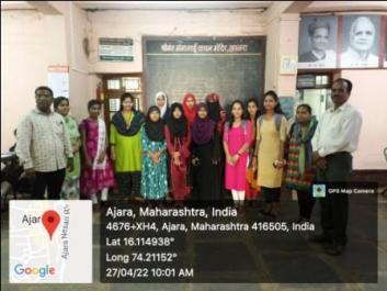 Departmental Visit to ‘GanagamaiVachanMandir, Ajara’, 26th April 2022